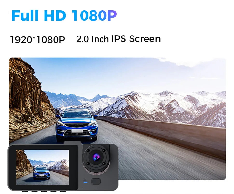 Sistema DVR Y15 WiFi | 3 Cámaras Simultáneas Frente, Interior y Trasera | 1080P Impermeable