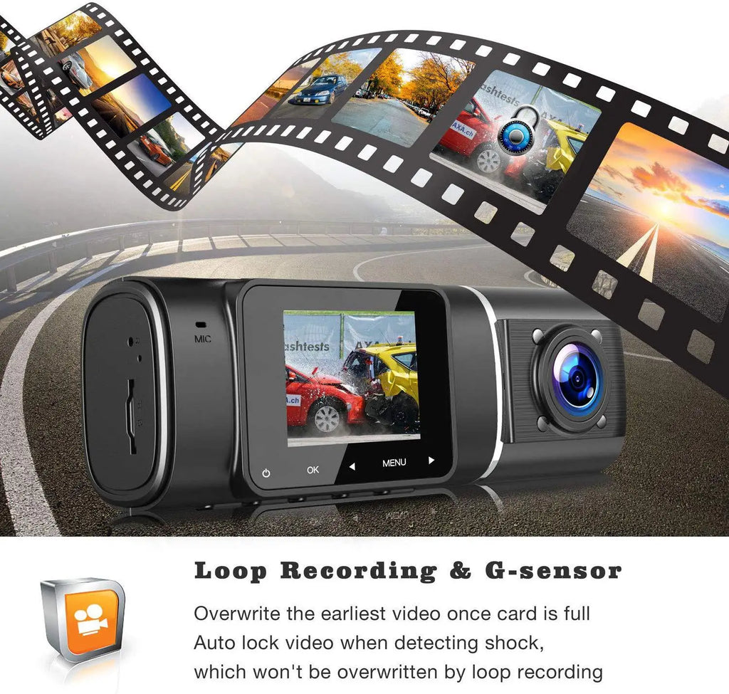 Dashcam Full HD 1080P Doble Lente | Visión Nocturna, GPS y Monitor de Estacionamiento