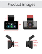 Dashcam 4G 2K Doble Lente | GPS, WiFi, Video en Vivo desde el Celular y ADAS
