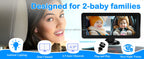Cámara para Bebés en Auto | Doble Lente, Pantalla 7" Split Screen, 1080P AHD y Visión Nocturna