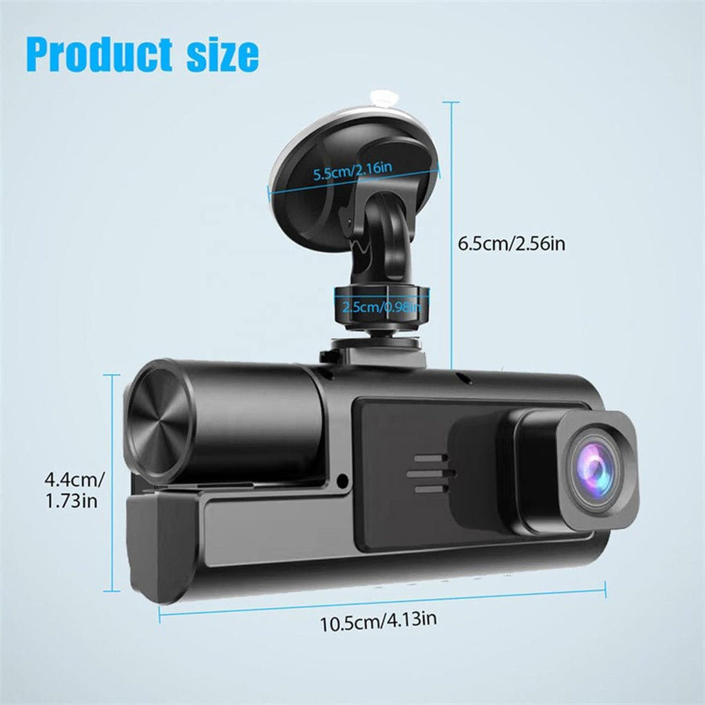 Cámara dashcam para automoviles de 3 canales WiFi 1080P , con grabación frontal e interior+ memory 32Gb
