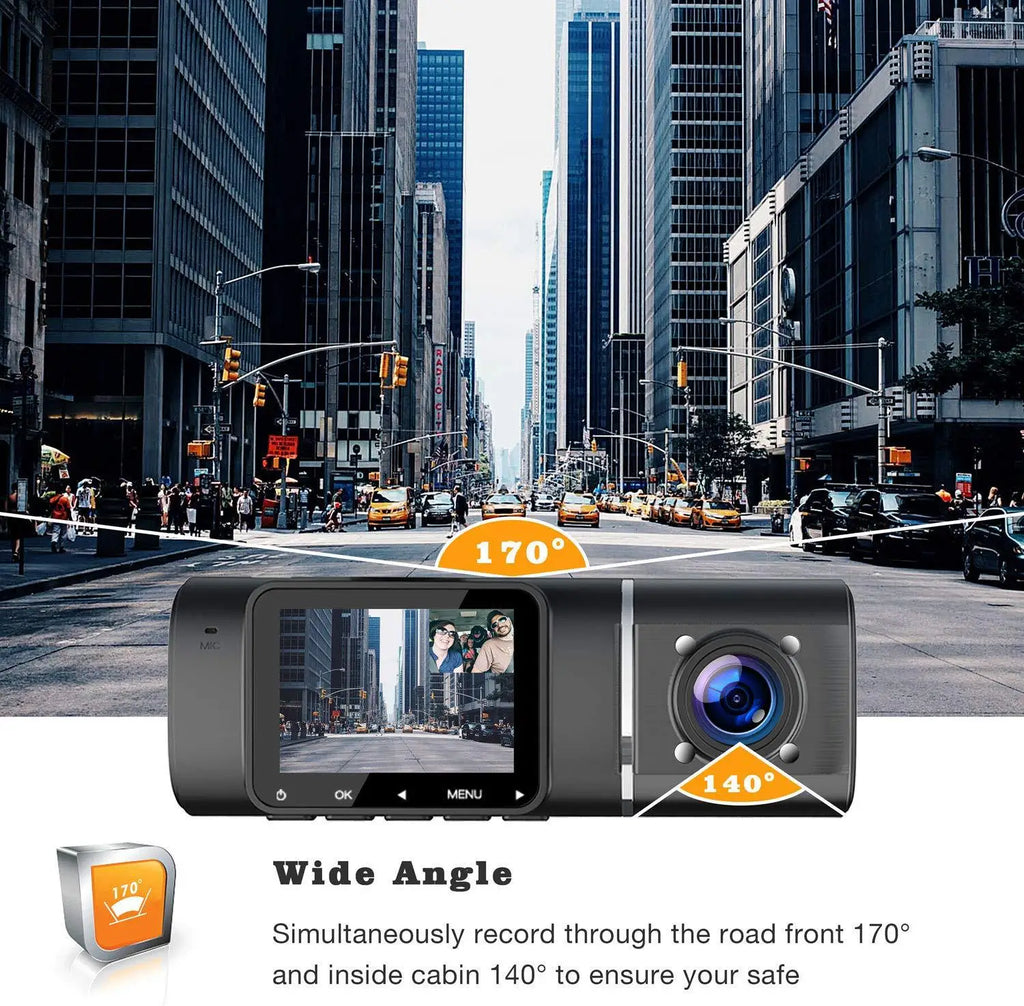 Dashcam Full HD 1080P Doble Lente | Visión Nocturna, GPS y Monitor de Estacionamiento
