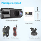 Cámara dashcam para automoviles de 3 canales WiFi 1080P , con grabación frontal e interior+ memory 32Gb