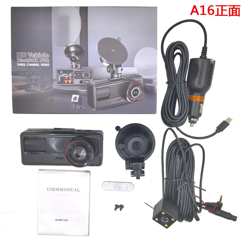 Grabadora de Conducción Triple Lente HD 1080P con WiFi y Visión Nocturna