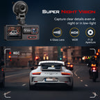 Grabadora de Conducción Triple Lente HD 1080P con WiFi y Visión Nocturna