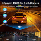 Cámara de salpicadero para coches, aplicación WIFI, DVR para coche, cámara frontal de 2/3 lentes, grabadora de vídeo, cámara de visión trasera para vehículo, caja negra, accesorios para coche