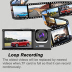 Dashcam 1080P con 2 o 3 Cámaras | Visión Nocturna, G-Sensor y Monitor de Estacionamiento