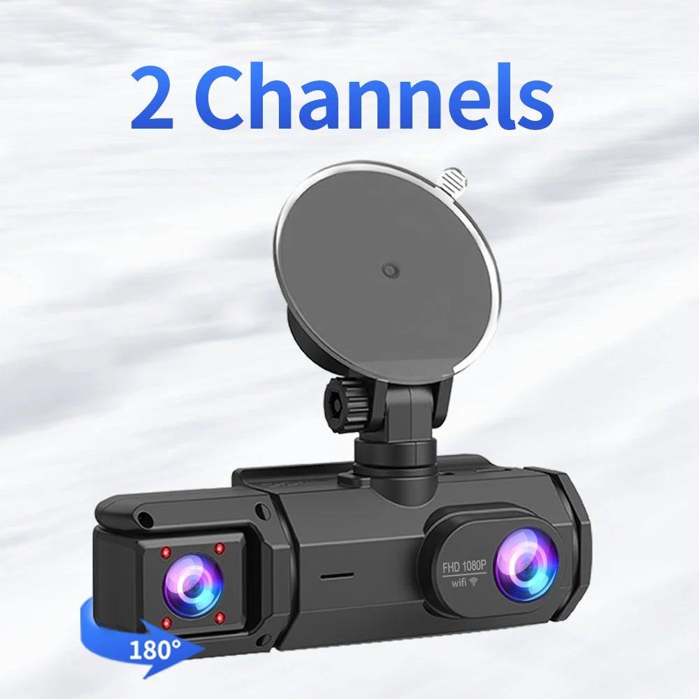 Cámara para Coche con Tarjeta de 32G, 3 Canales, FHD1080P, DVR para Coche, Visión Nocturna, Grabación en Bucle, Sensor G, Grabador de Conducción, Caja Negra