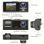 Dashcam 1080P con 2 o 3 Cámaras | Visión Nocturna, G-Sensor y Monitor de Estacionamiento