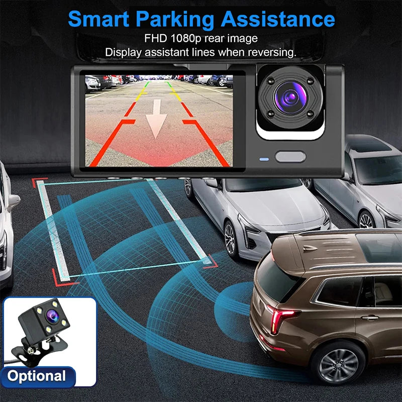 Cámara de salpicadero para coches, aplicación WIFI, DVR para coche, cámara frontal de 2/3 lentes, grabadora de vídeo, cámara de visión trasera para vehículo, caja negra, accesorios para coche