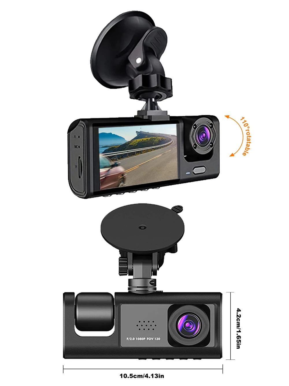 Cámara de salpicadero para coches, aplicación WIFI, DVR para coche, cámara frontal de 2/3 lentes, grabadora de vídeo, cámara de visión trasera para vehículo, caja negra, accesorios para coche
