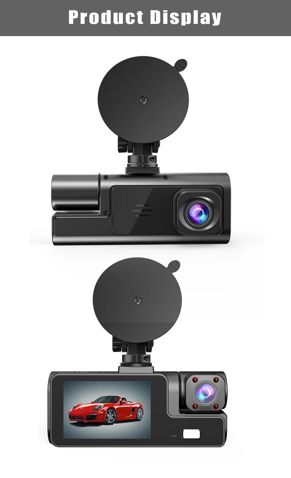 Cámara para coche con 3 canales WIFI, DVR 1080P para la parte delantera y el interior del coche, caja negra, monitor de estacionamiento 24H, accesorios para coche