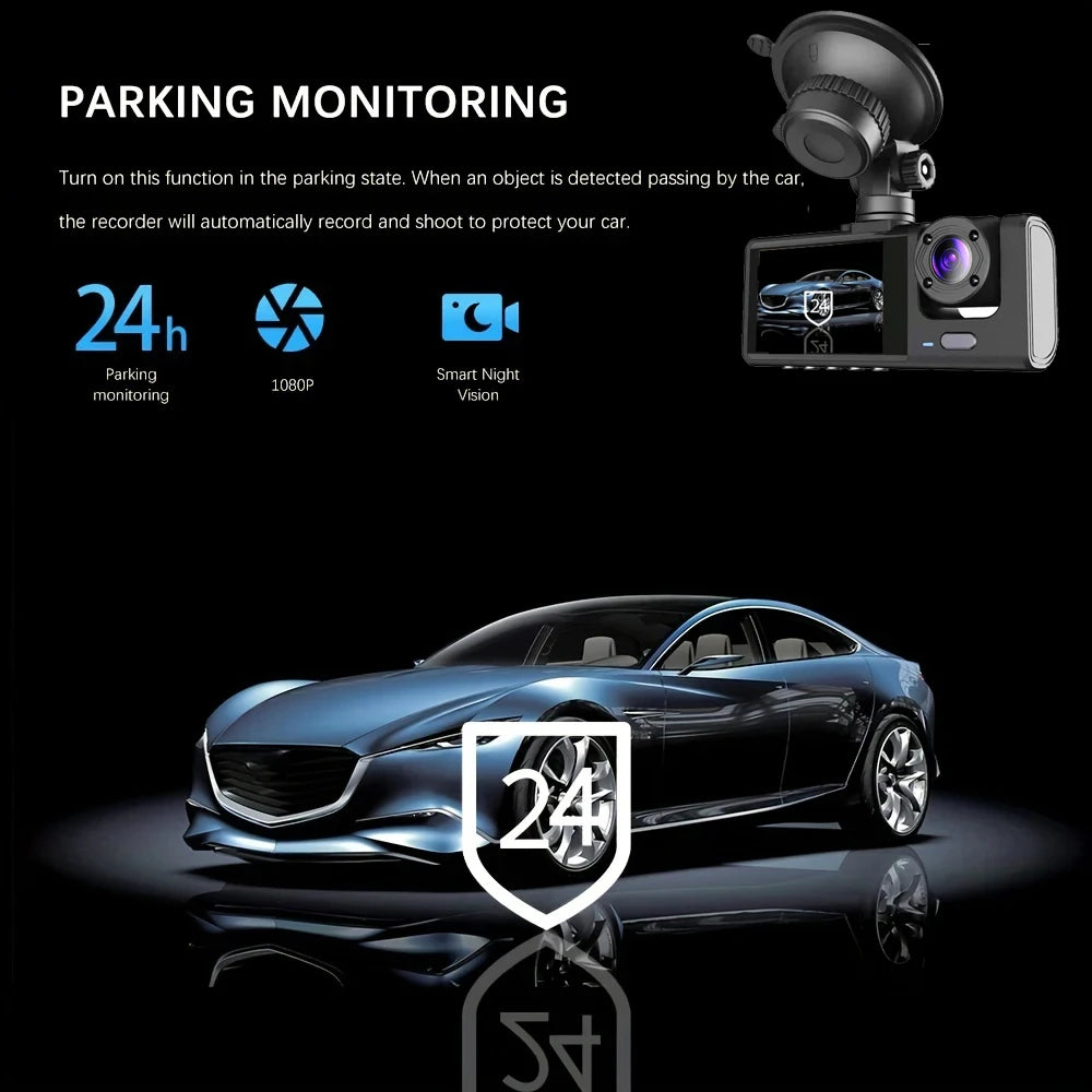 Cámara de salpicadero para coches, aplicación WIFI, DVR para coche, cámara frontal de 2/3 lentes, grabadora de vídeo, cámara de visión trasera para vehículo, caja negra, accesorios para coche