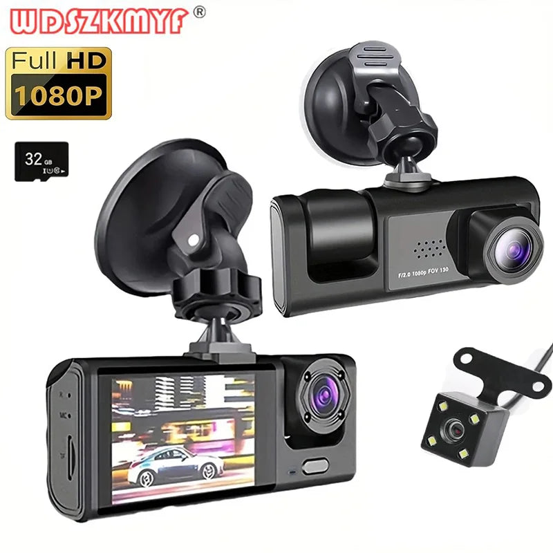 Dashcam 1080P con 2 o 3 Cámaras | Visión Nocturna, G-Sensor y Monitor de Estacionamiento