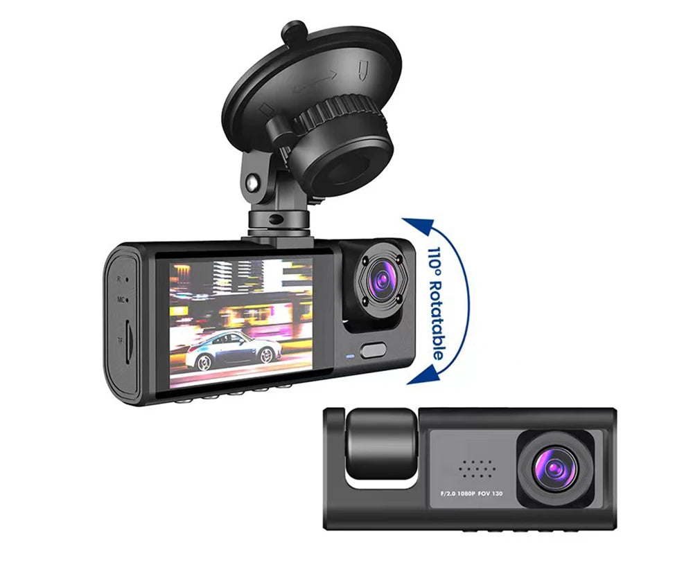 Dashcam 1080P con 2 o 3 Cámaras | Visión Nocturna, G-Sensor y Monitor de Estacionamiento