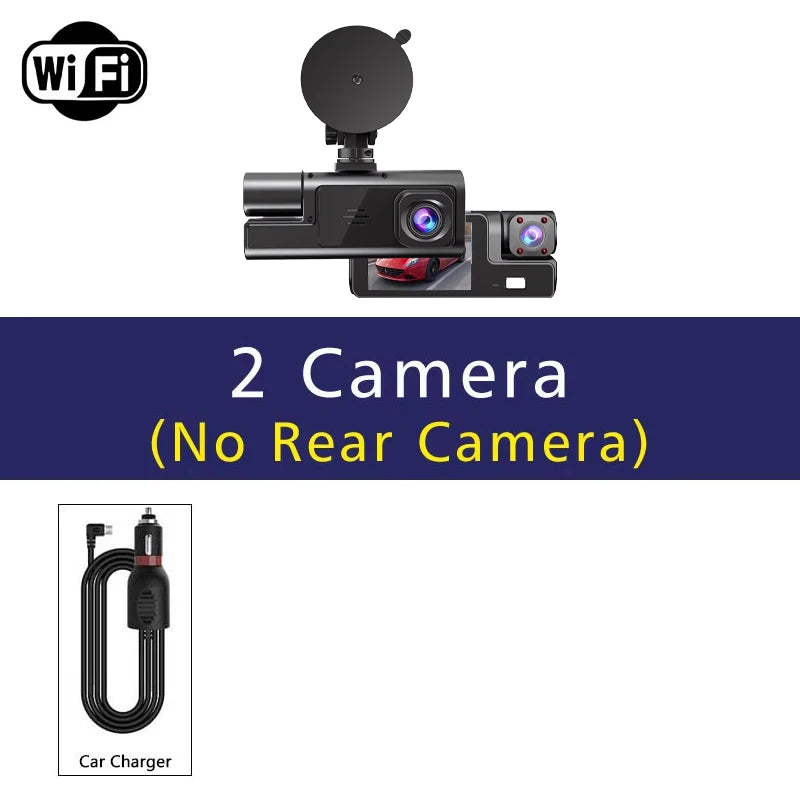 Cámara para coche con 3 canales WIFI, DVR 1080P para la parte delantera y el interior del coche, caja negra, monitor de estacionamiento 24H, accesorios para coche