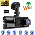 Cámara dashcam para automoviles de 3 canales WiFi 1080P , con grabación frontal e interior+ memory 32Gb