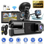 Triple Lens Car Dash Cam with WiFi Connectivity